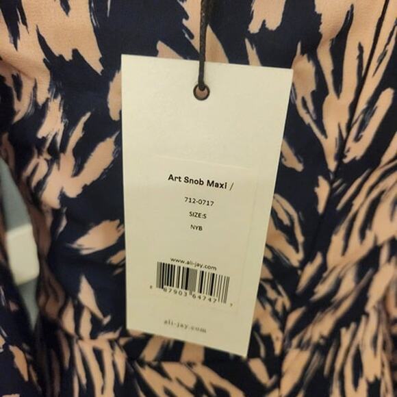 Ali & Jay Women's S Blue & Peach Long Sleeve A-Line Maxi Dress NWT - Picture 4 of 5